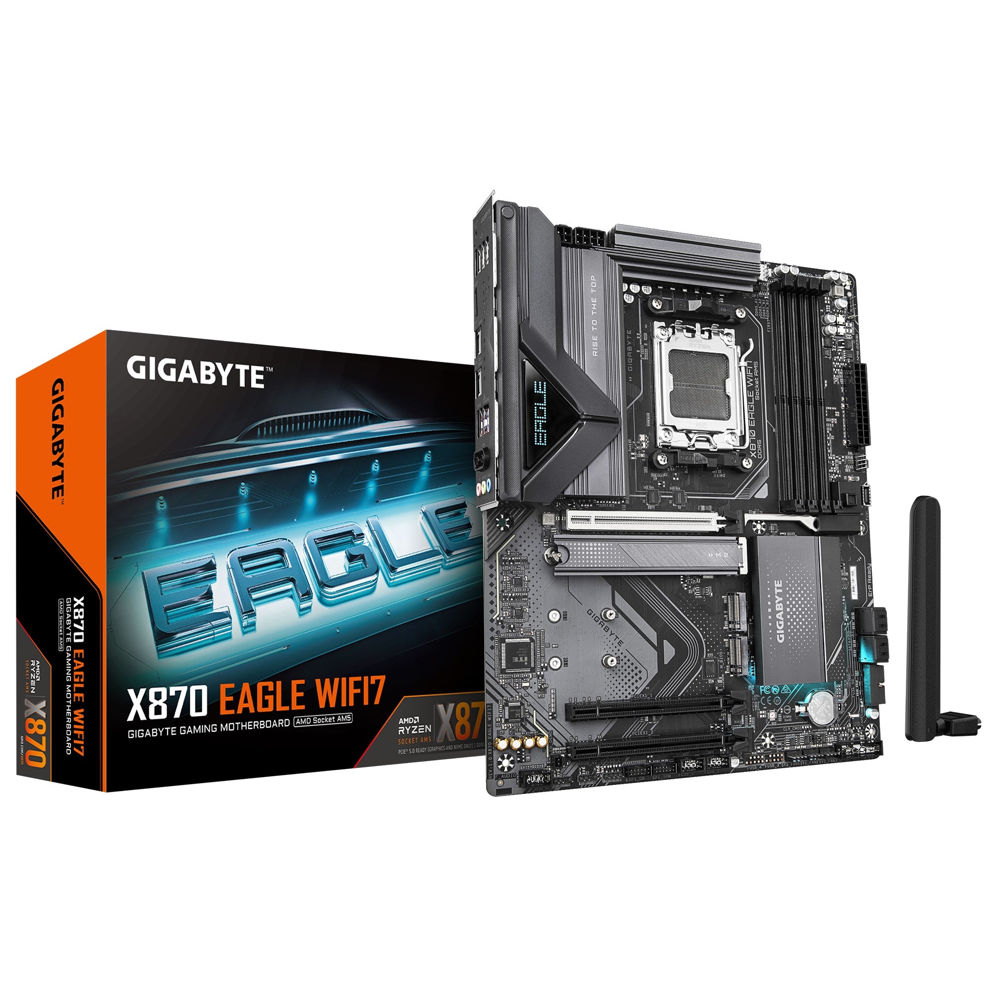 Gigabyte X870 EAGLE WIFI7 AMD AM5 ATX Motherboard 4x DDR5~256GB,3x PCIe x16, 3x M.2, 4x SATA 6, 4x USB 3.2, 4x USB2.0, 2x USB-C Gigabyte X870 EAGLE WIFI7 AMD AM5 ATX Motherboard 4x DDR5~256GB,3x PCIe x16, 3x M.2, 4x SATA 6, 4x USB 3.2, 4x USB2.0, 2x USB-C
